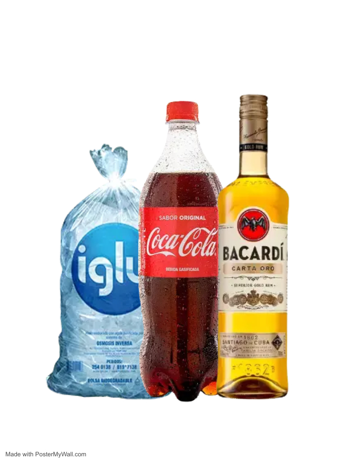 RON BACARDI CARTA DE ORO 700ML + COCA COLA 1LT + HIELO 1.5KG SKU 15937037